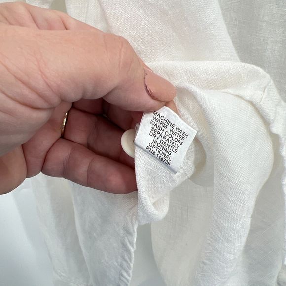 FLAX by Jeanne Engelhart Size 1G 1X White Button Down Shirt Lagenlook Top Linen - Picture 15 of 16